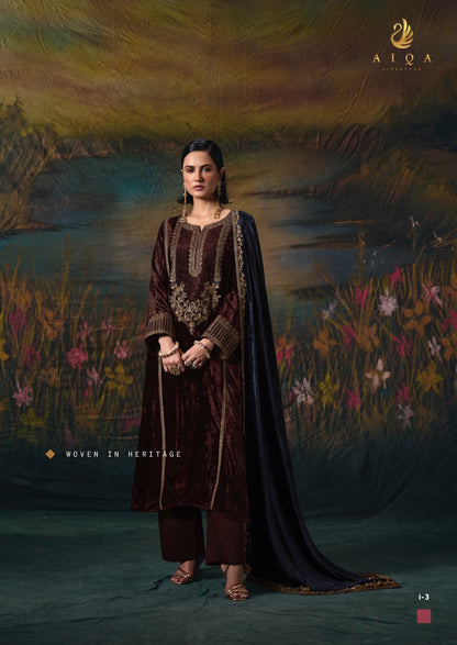 Noor E Riwaaz Aiqa Viscose Velvet Suits Supplier Gujarat