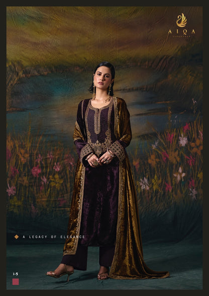 Noor E Riwaaz Aiqa Viscose Velvet Suits Supplier Gujarat