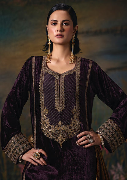 Noor E Riwaaz Aiqa Viscose Velvet Suits Supplier Gujarat