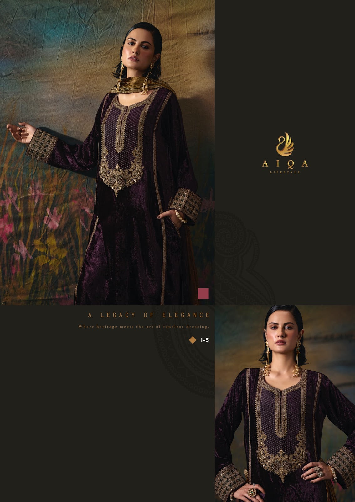 Noor E Riwaaz Aiqa Viscose Velvet Suits Supplier Gujarat