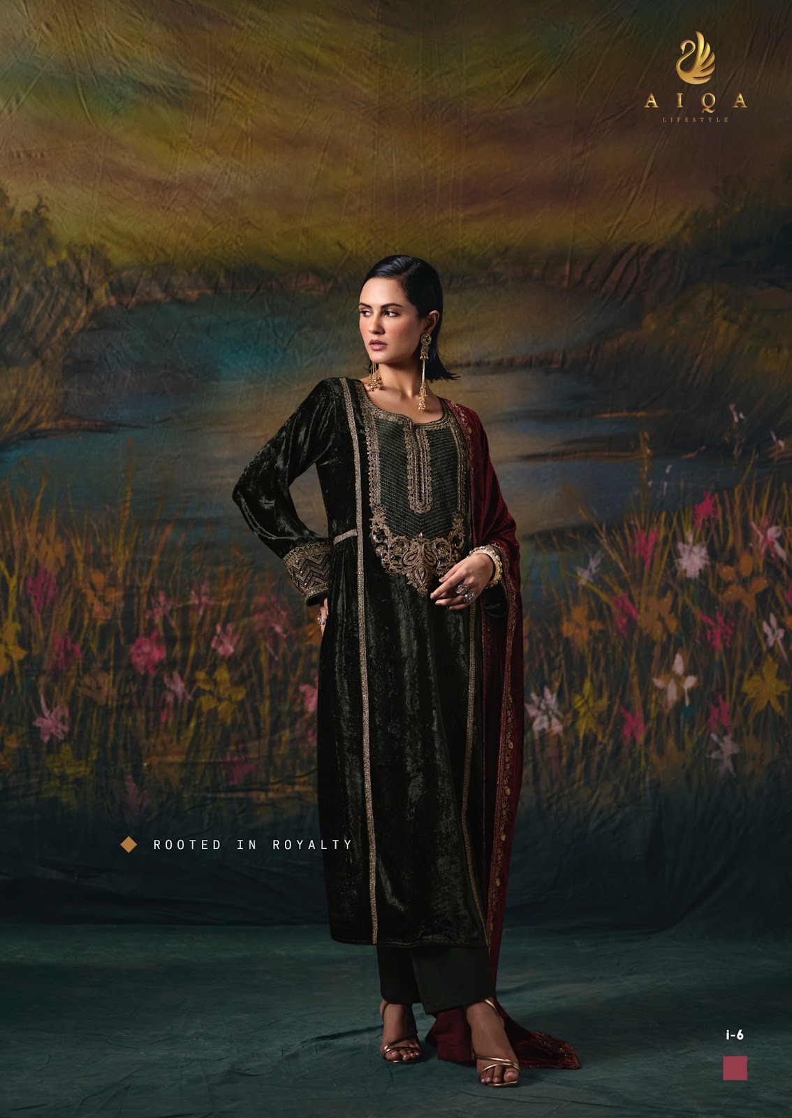 Noor E Riwaaz Aiqa Viscose Velvet Suits Supplier Gujarat