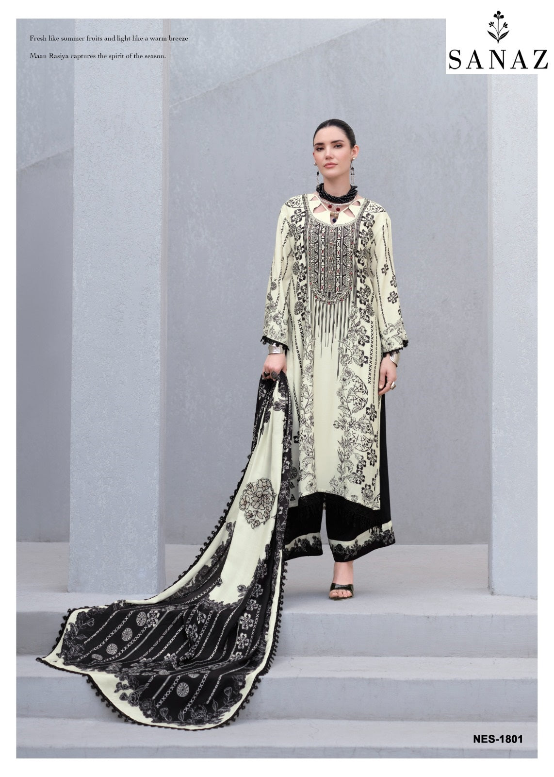Noor E Siyah Sanaz Viscose Muslin Pakistani Salwar Suits Wholesaler