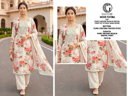 Noor Fatima 1012 Gucchi Viscose Muslin Pant Style Suits Supplier India