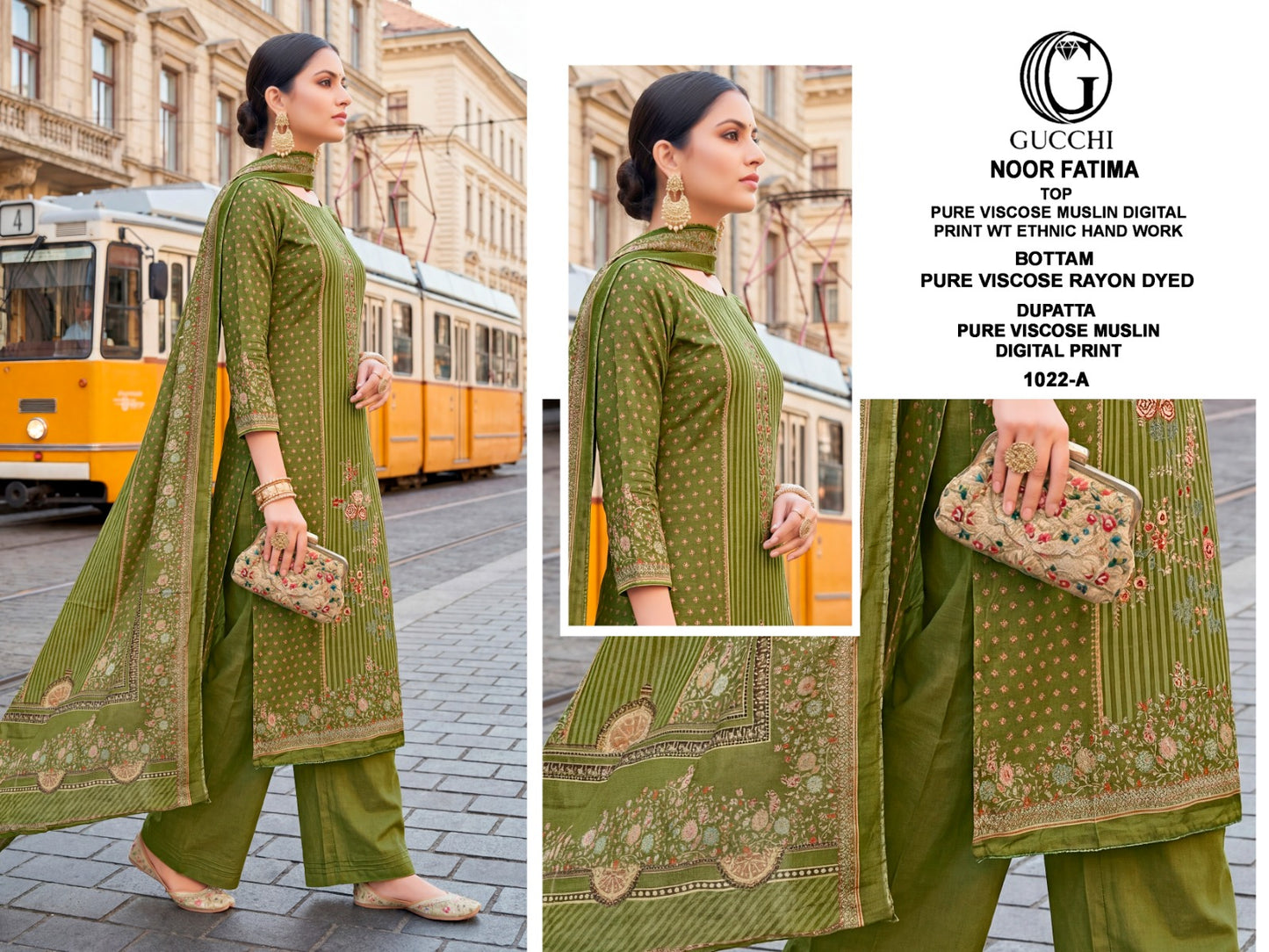 Noor Fatima 1022 Gucchi Viscose Muslin Pant Style Suits Exporter Ahmedabad