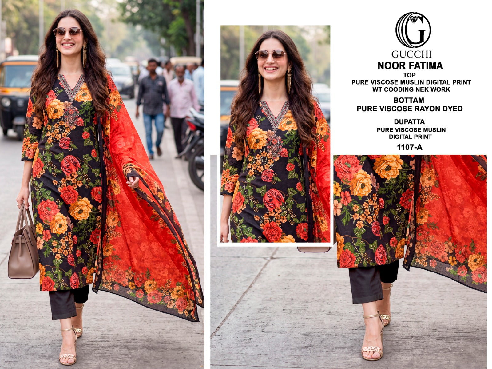 Noor Fatima 1107 Gucchi Viscose Muslin Pant Style Suits Wholesaler India
