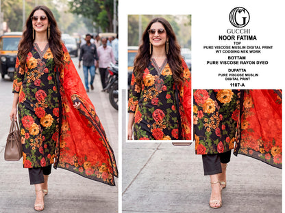 Noor Fatima 1107 Gucchi Viscose Muslin Pant Style Suits Wholesaler India