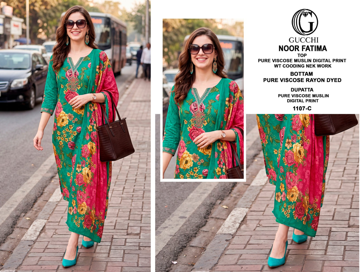 Noor Fatima 1107 Gucchi Viscose Muslin Pant Style Suits Wholesaler India