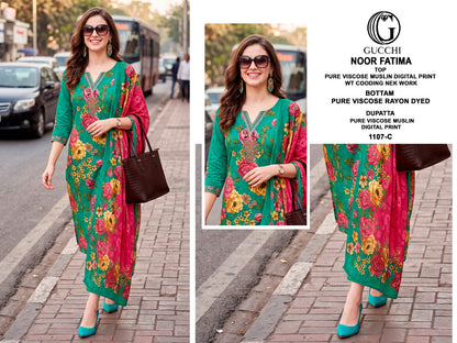 Noor Fatima 1107 Gucchi Viscose Muslin Pant Style Suits Wholesaler India