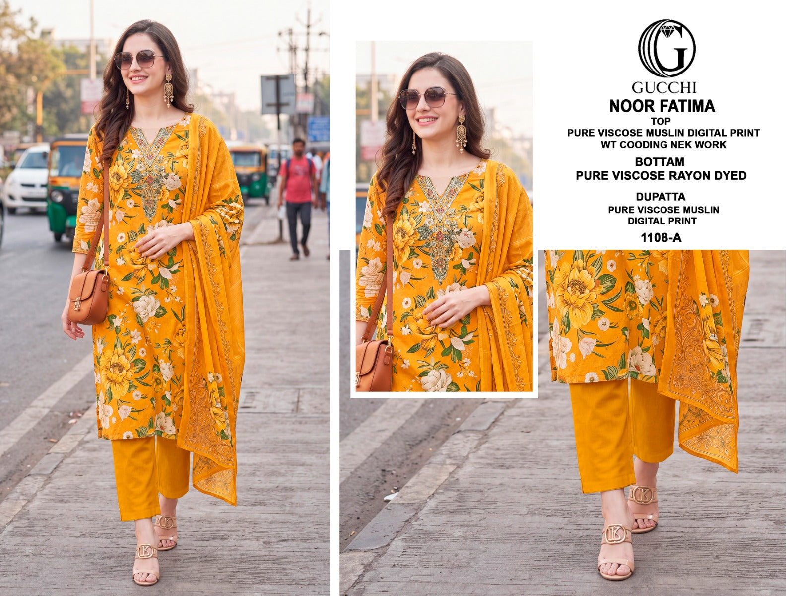 Noor Fatima 1108 Gucchi Viscose Muslin Pant Style Suits Supplier Ahmedabad