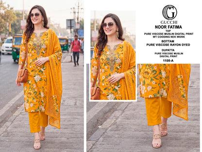 Noor Fatima 1108 Gucchi Viscose Muslin Pant Style Suits Supplier Ahmedabad