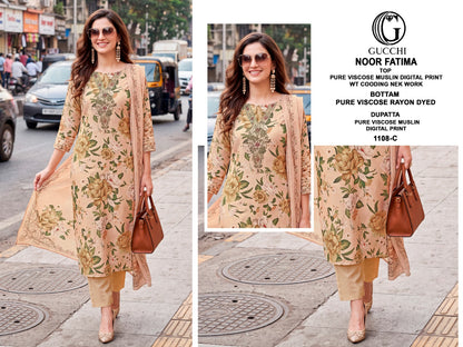 Noor Fatima 1108 Gucchi Viscose Muslin Pant Style Suits Supplier Ahmedabad