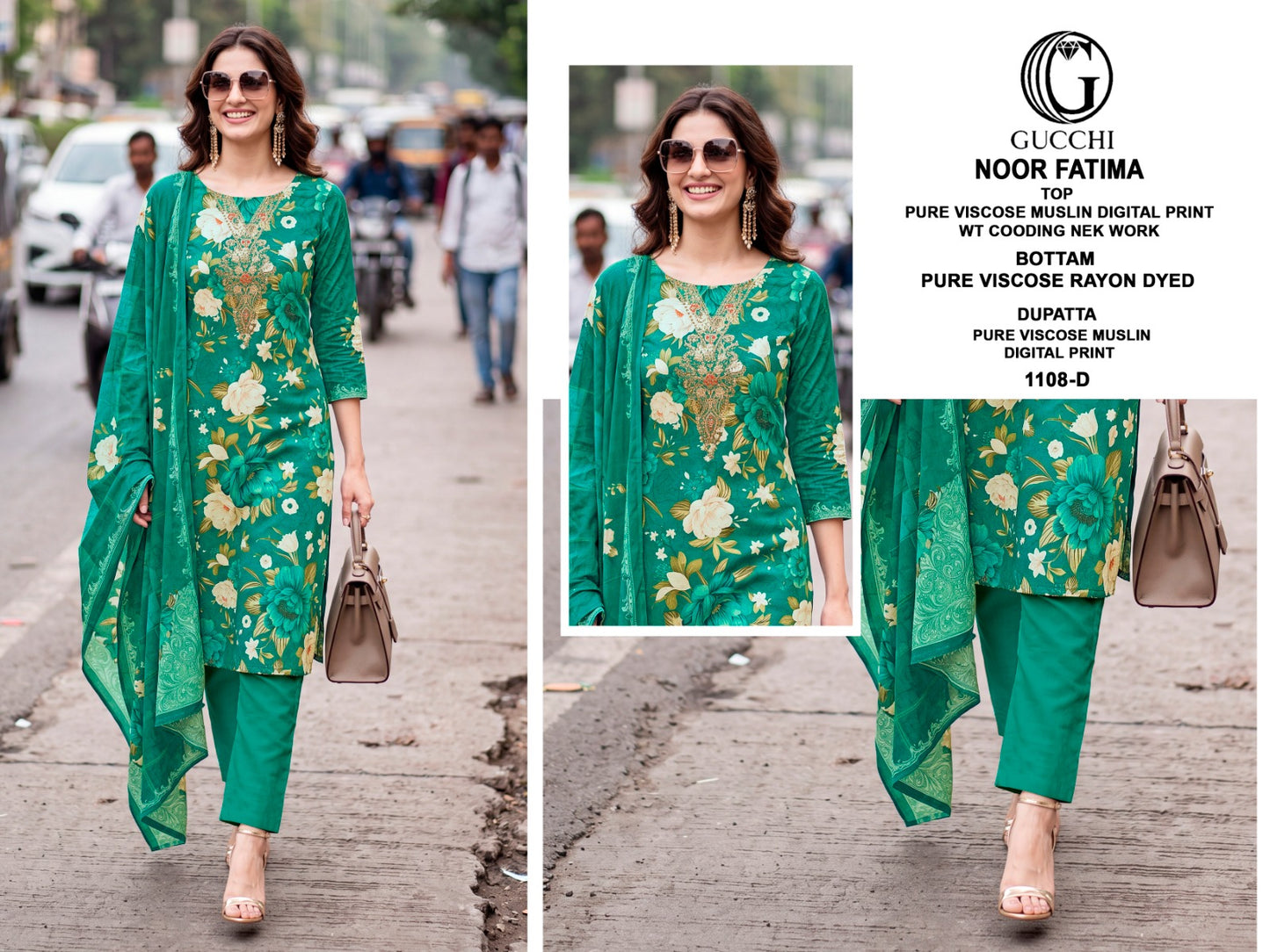 Noor Fatima 1108 Gucchi Viscose Muslin Pant Style Suits Supplier Ahmedabad