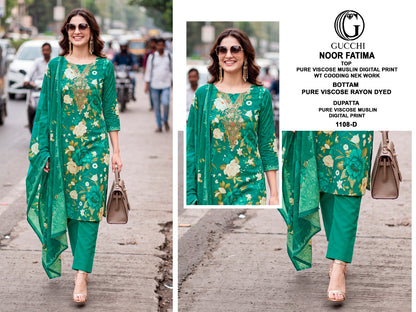 Noor Fatima 1108 Gucchi Viscose Muslin Pant Style Suits Supplier Ahmedabad