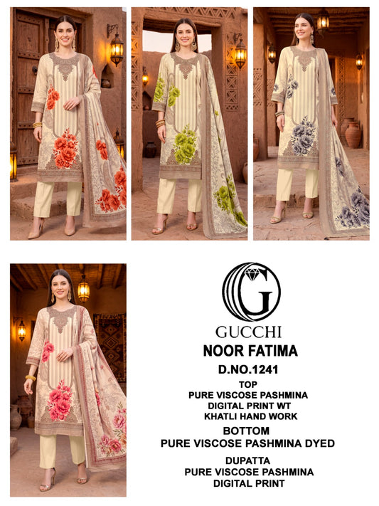 Noor Fatima 1241 Gucchi Viscose Pashmina Suits Supplier Ahmedabad