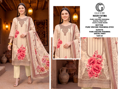 Noor Fatima 1241 Gucchi Viscose Pashmina Suits Supplier Ahmedabad