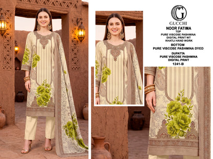 Noor Fatima 1241 Gucchi Viscose Pashmina Suits Supplier Ahmedabad