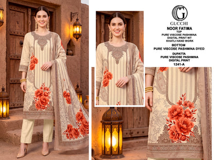 Noor Fatima 1241 Gucchi Viscose Pashmina Suits Supplier Ahmedabad