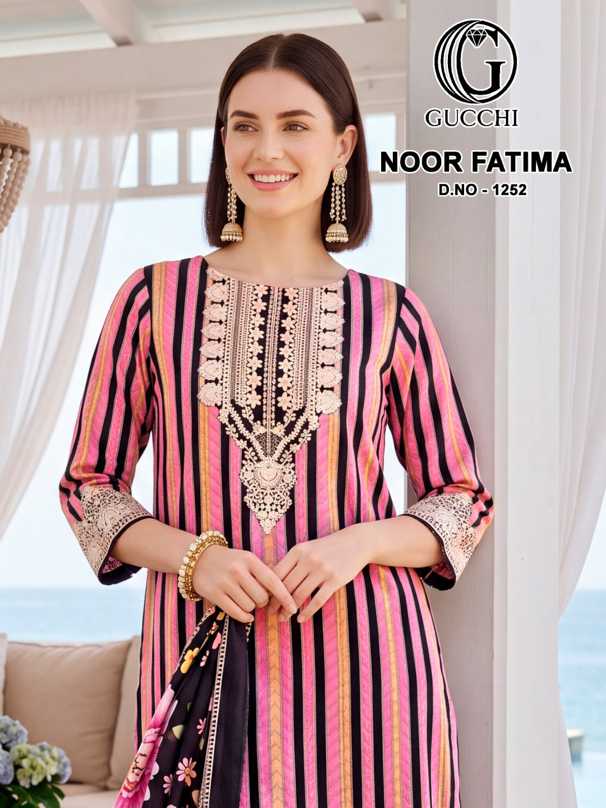 Noor Fatima 1252 Gucchi Viscose Pashmina Suits Supplier Gujarat