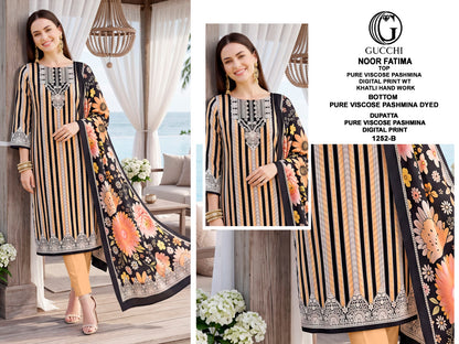Noor Fatima 1252 Gucchi Viscose Pashmina Suits Supplier Gujarat