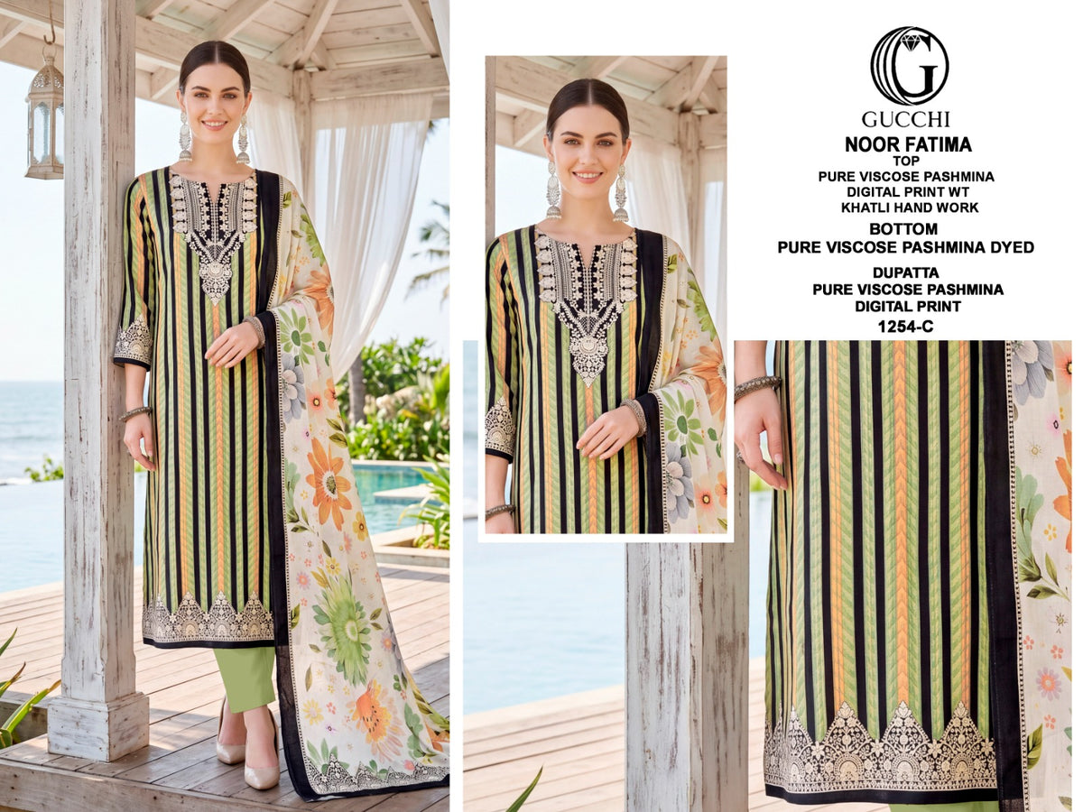 Noor Fatima 1254 Gucchi Viscose Pashmina Suits Manufacturer Ahmedabad