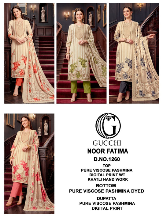 Noor Fatima 1260 Gucchi Viscose Pashmina Suits Exporter Ahmedabad