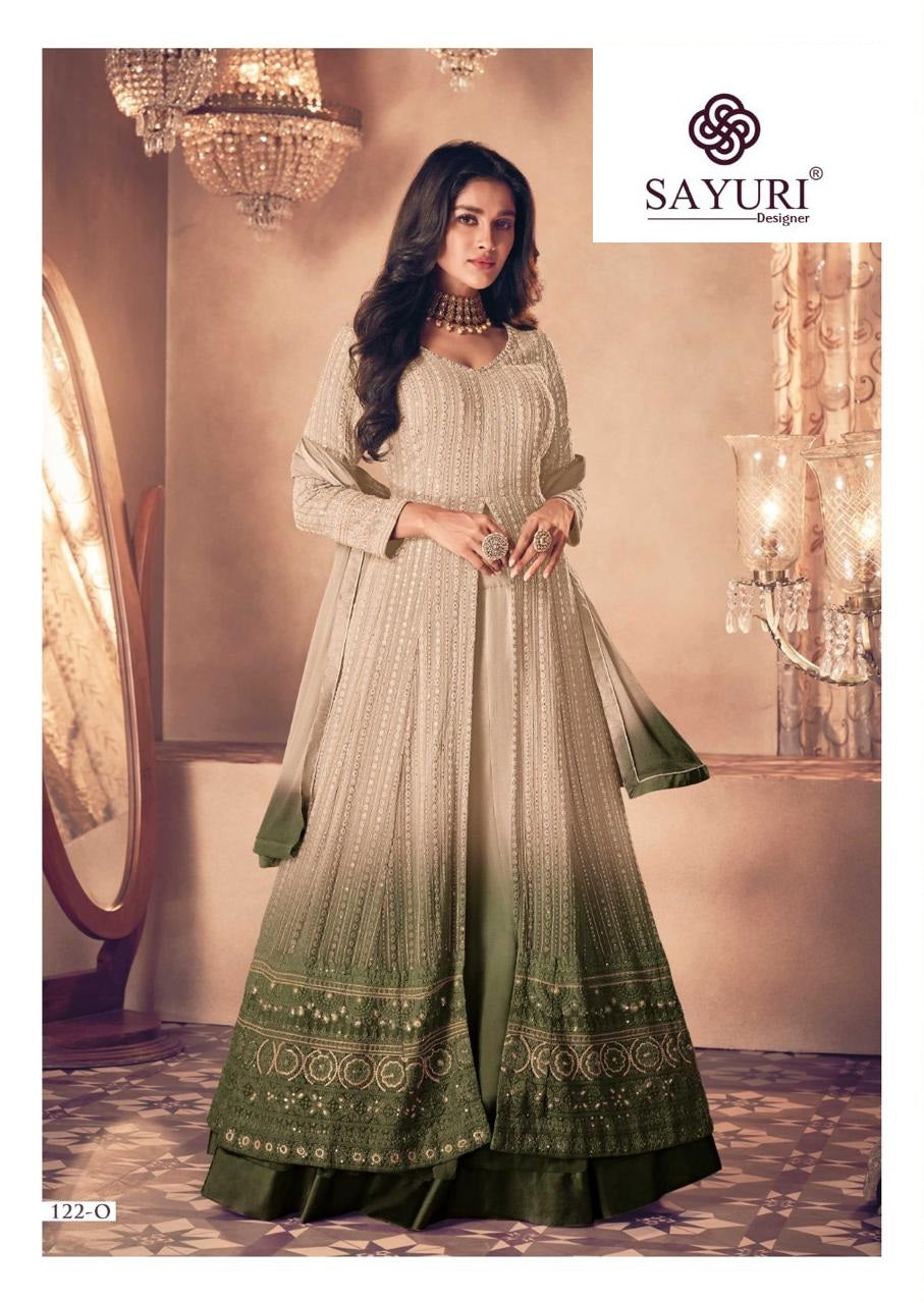 Noor Gold New Shades 122 Opqrs Sayuri Georgette Readymade Skirt Style Suits Wholesale Price