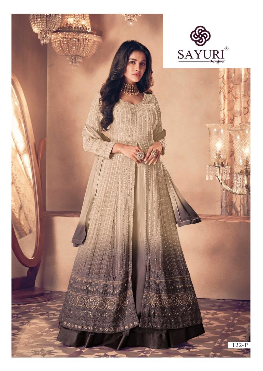 Noor Gold New Shades 122 Opqrs Sayuri Georgette Readymade Skirt Style Suits Wholesale Price