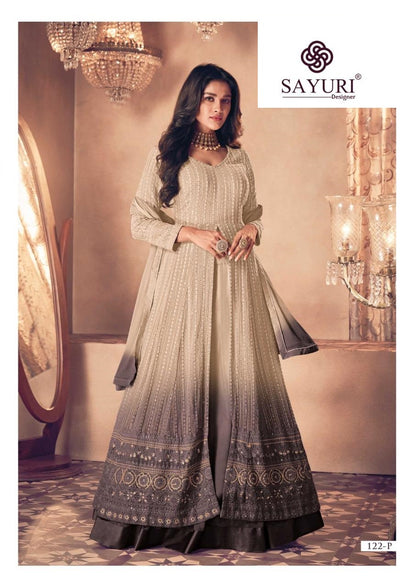 Noor Gold New Shades 122 Opqrs Sayuri Georgette Readymade Skirt Style Suits Wholesale Price