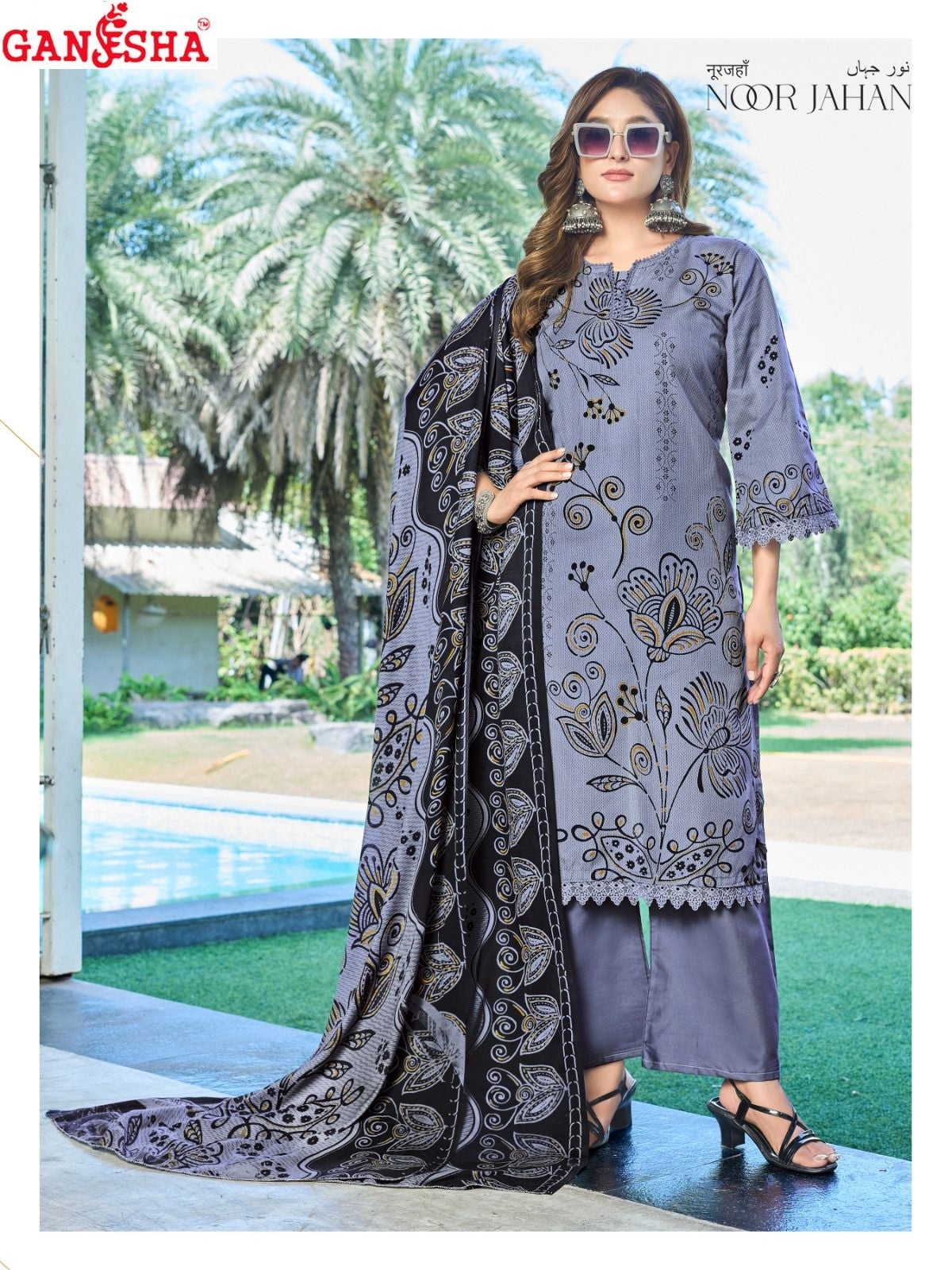 Noor Jahan Vol 2 Ganesha Mix Cotton Karachi Salwar Suits Supplier India