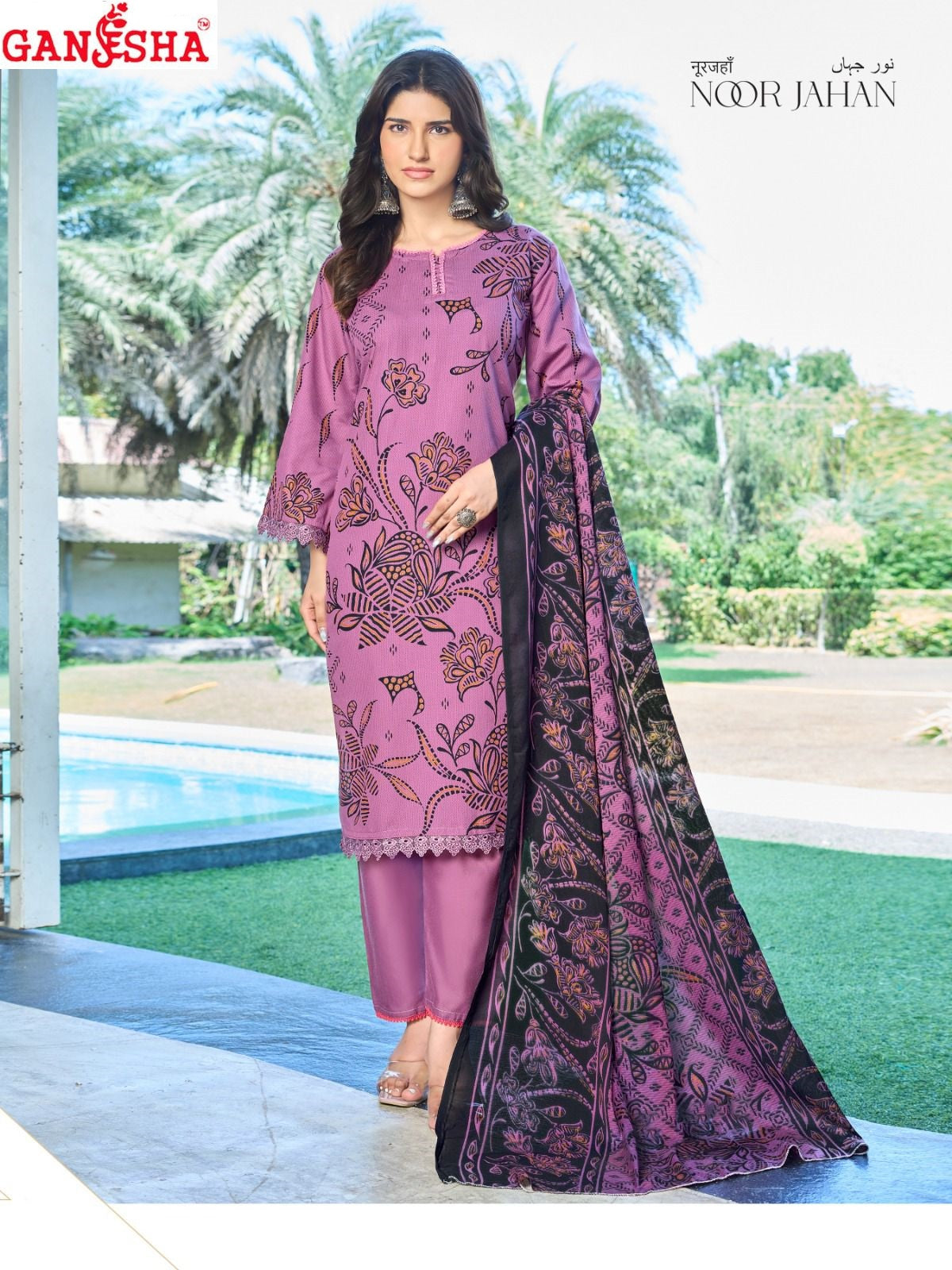 Noor Jahan Vol 2 Ganesha Mix Cotton Karachi Salwar Suits Supplier India