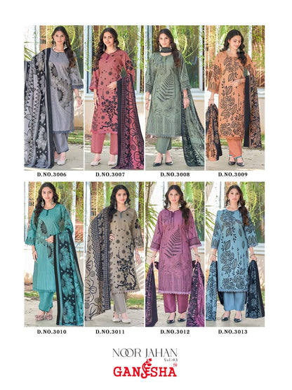 Noor Jahan Vol 3 Ganesha Mix Cotton Karachi Salwar Suits Manufacturer