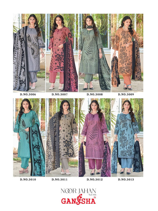 Noor Jahan Vol 3 Ganesha Mix Cotton Karachi Salwar Suits Manufacturer