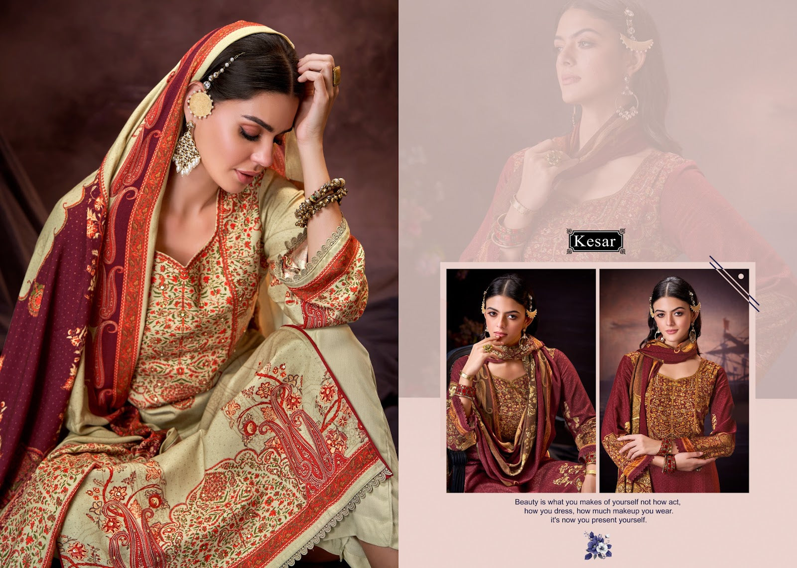 Noor Kesar Pashmina Suits Supplier Gujarat