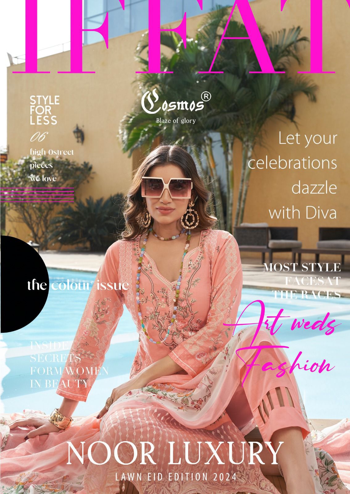 Noor Luxury Lawn Eid Edition 24 Cosmos Fashion Cambric Pakistani Patch Work Suits