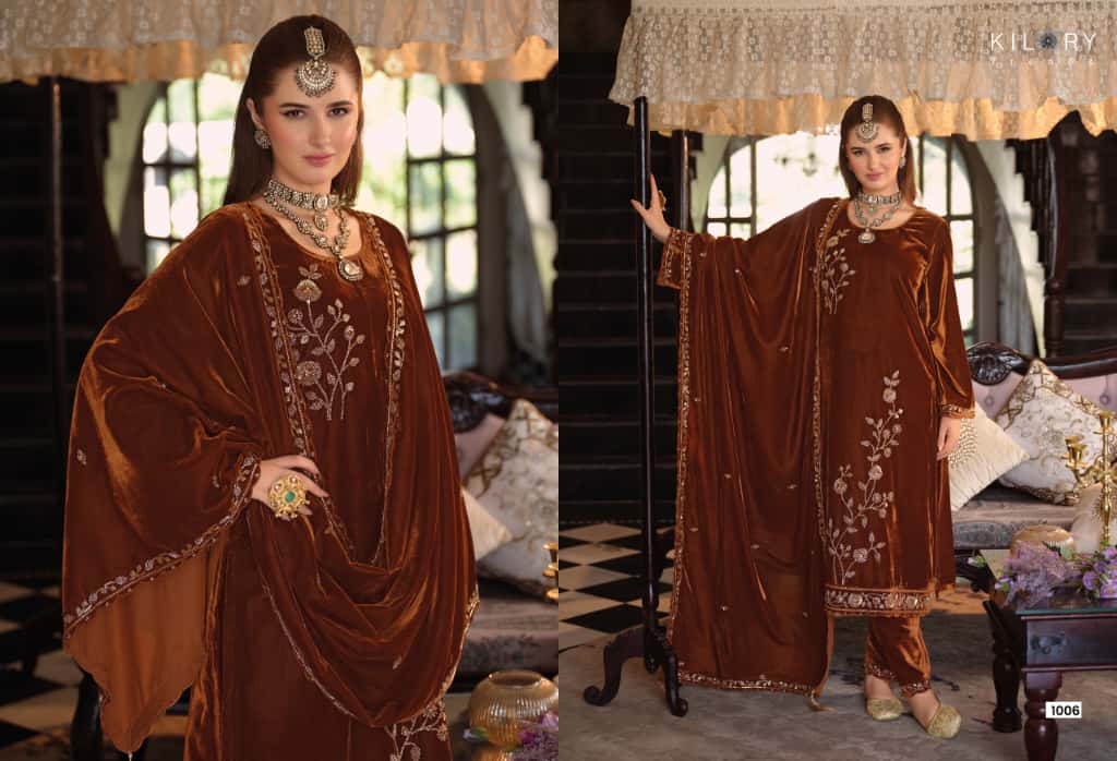 Noor Mahal Kilory Velvet Suits Wholesaler India