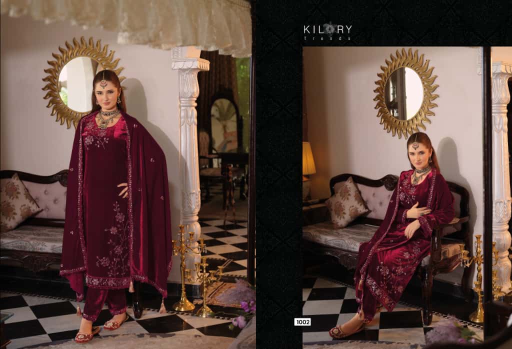 Noor Mahal Kilory Velvet Suits Wholesaler India