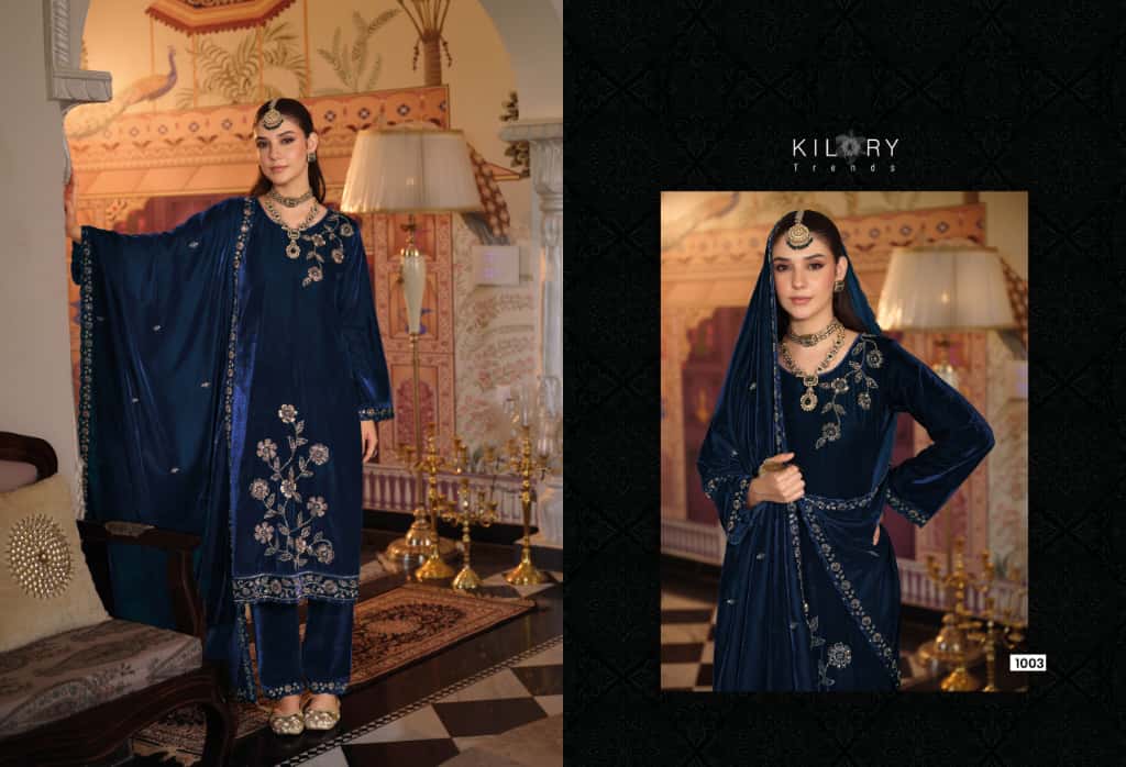 Noor Mahal Kilory Velvet Suits Wholesaler India