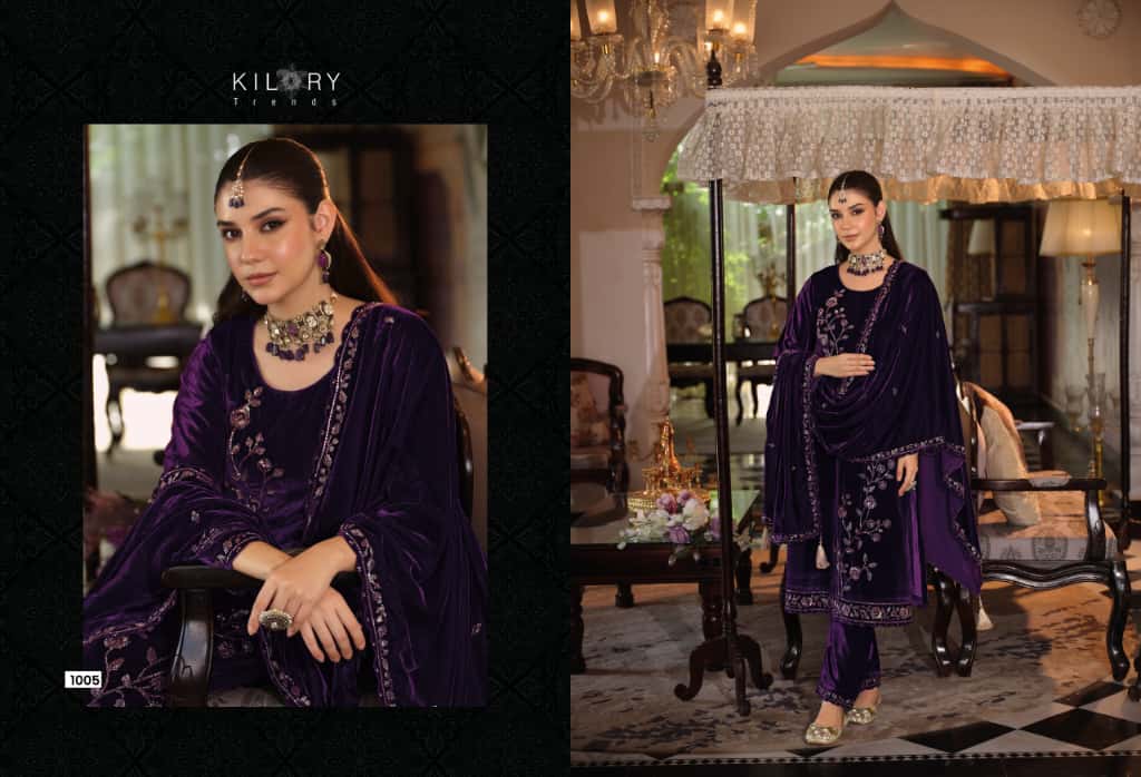 Noor Mahal Kilory Velvet Suits Wholesaler India