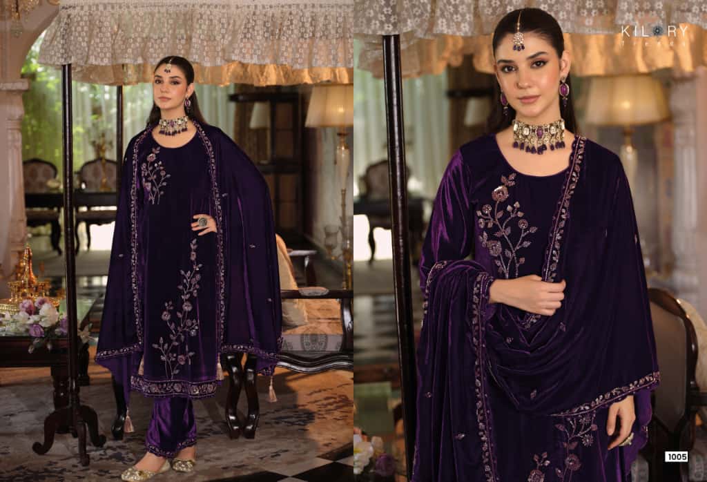 Noor Mahal Kilory Velvet Suits Wholesaler India