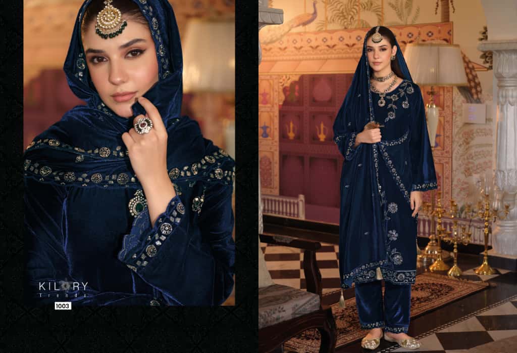Noor Mahal Kilory Velvet Suits Wholesaler India