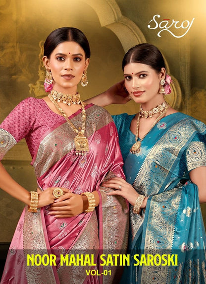 Noor Mahal Satin Saroski Vol 1 Saroj Silk Sarees Exporter