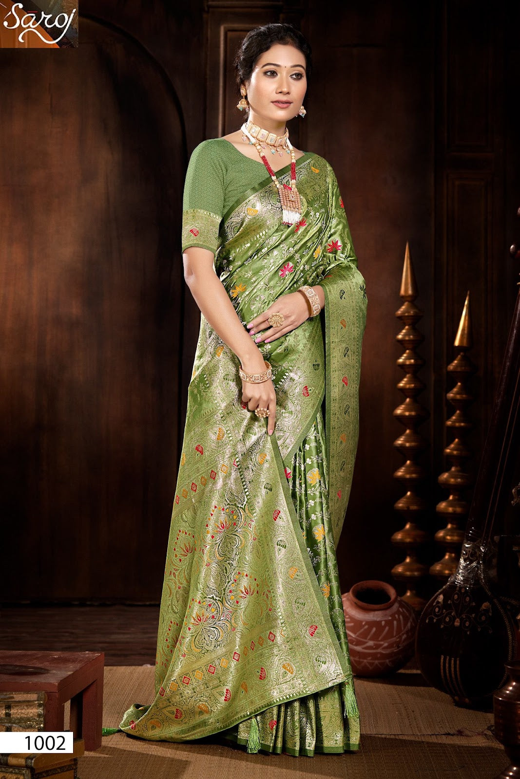Noor Mahal Satin Saroski Vol 3 Saroj Silk Sarees Supplier