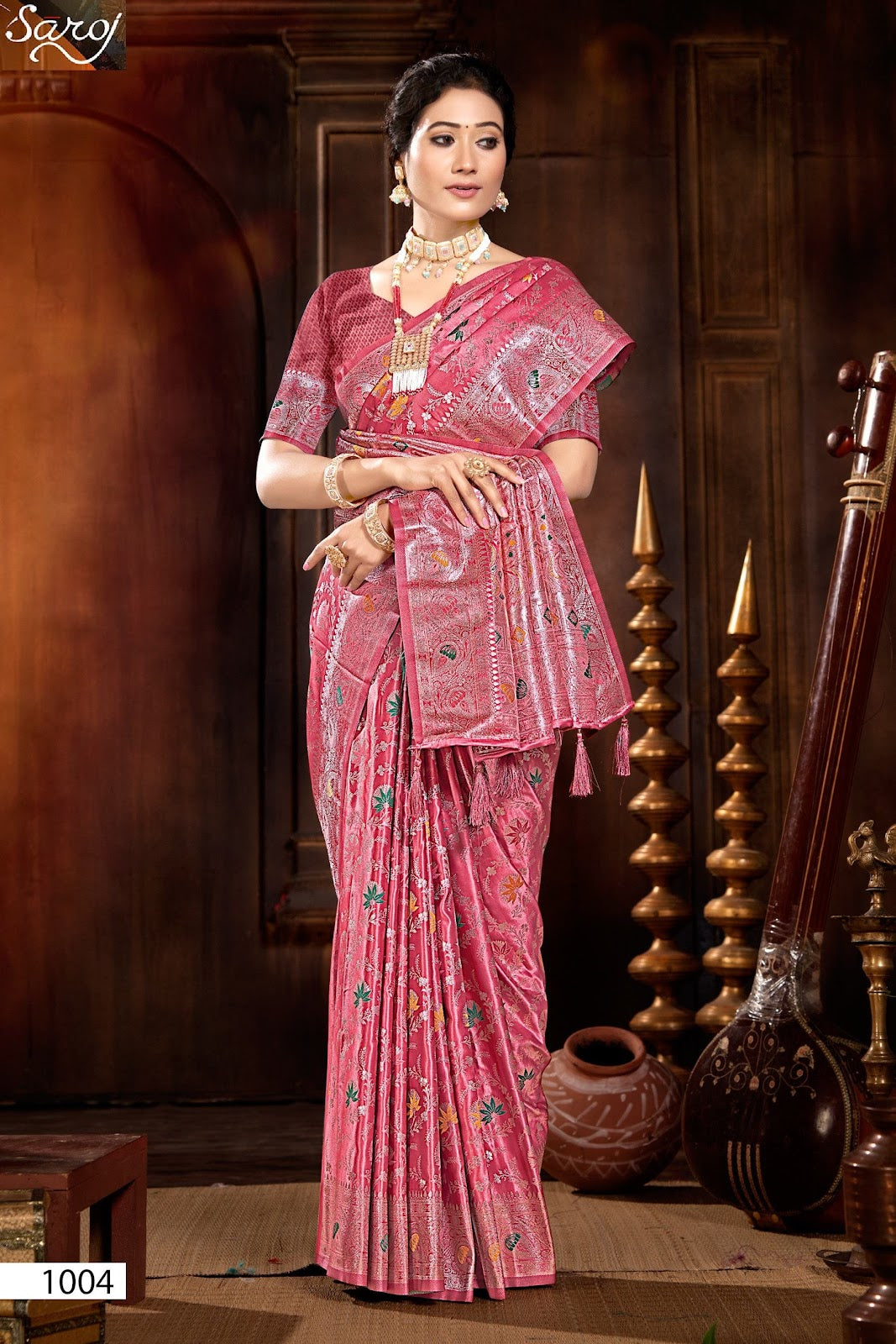 Noor Mahal Satin Saroski Vol 3 Saroj Silk Sarees Supplier