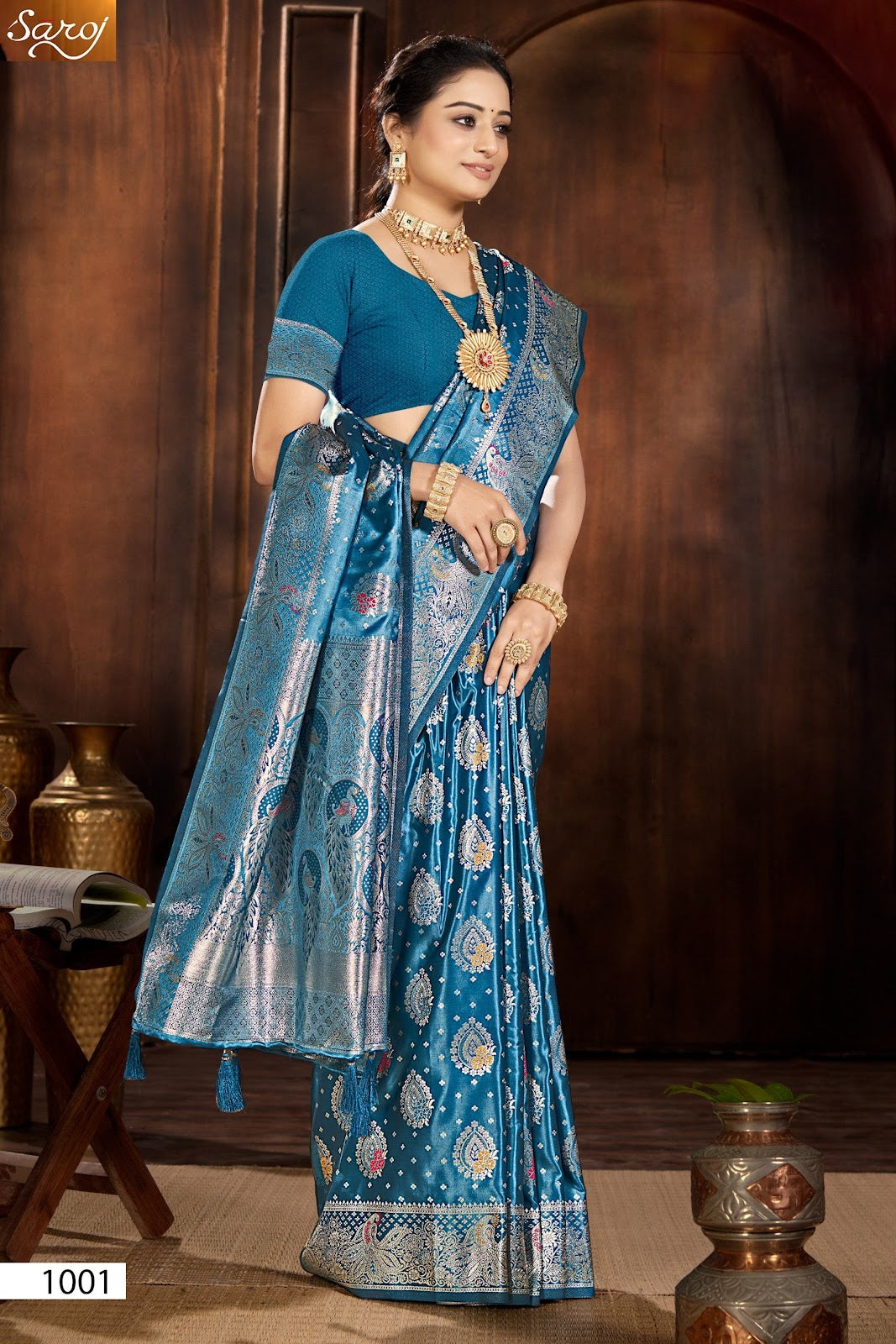 Noor Mahal Satin Saroski Vol 4 Saroj Silk Sarees Wholesaler