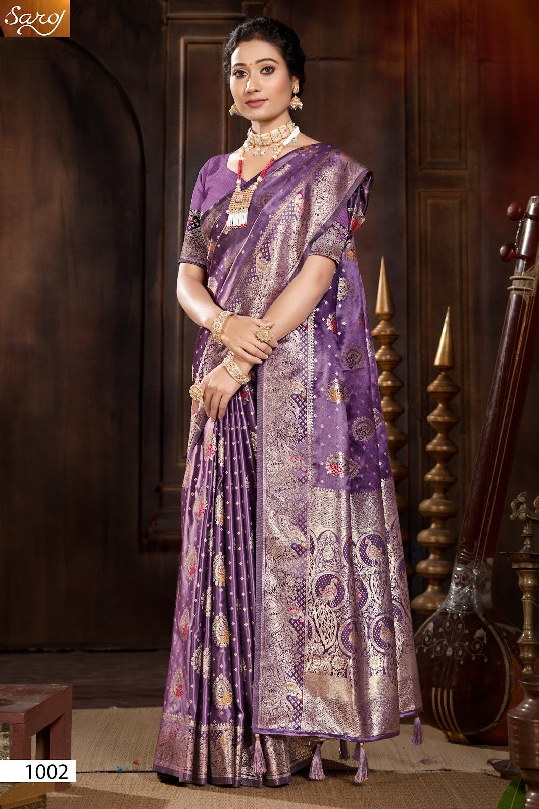 Noor Mahal Satin Saroski Vol 4 Saroj Silk Sarees Wholesaler