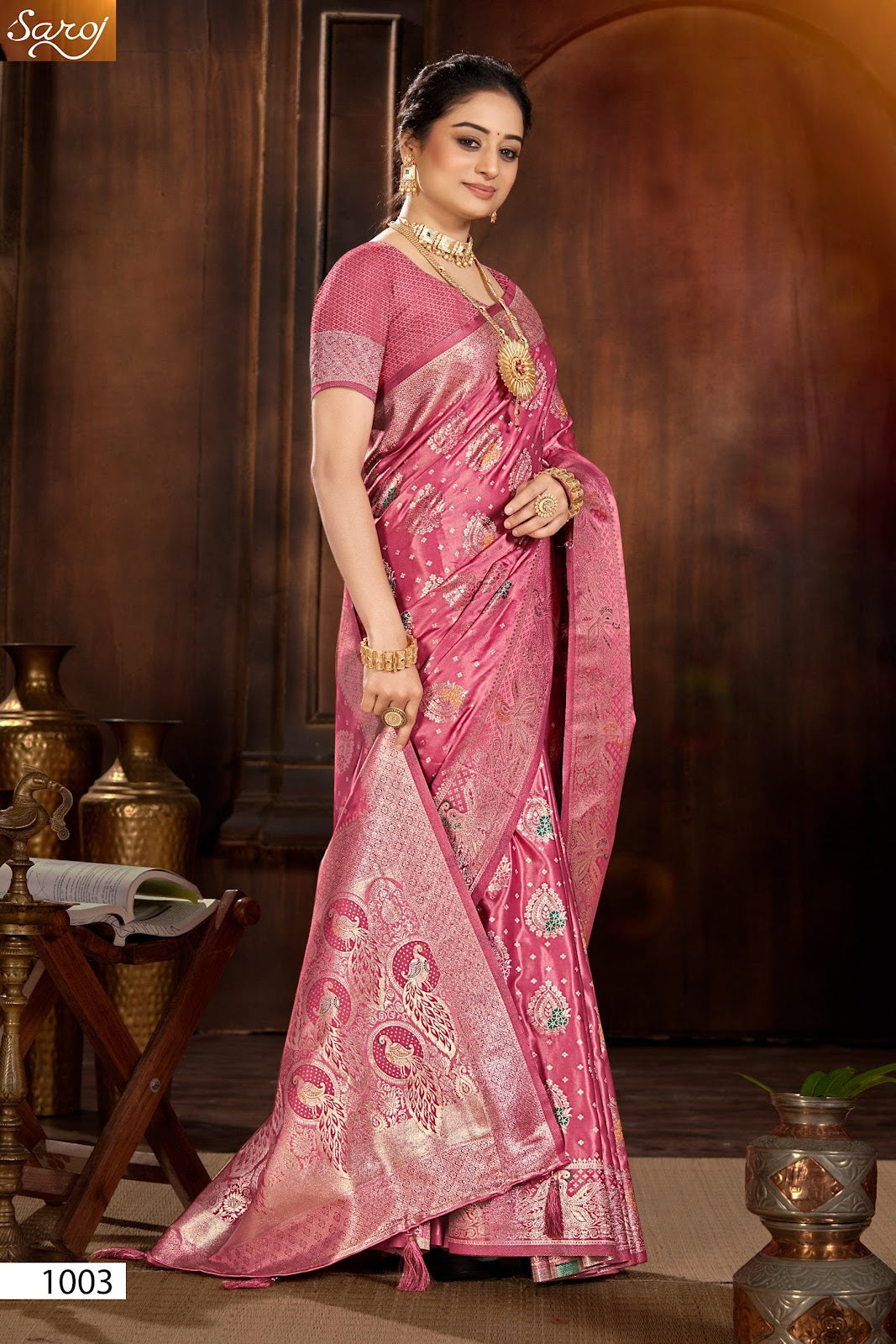 Noor Mahal Satin Saroski Vol 4 Saroj Silk Sarees Wholesaler