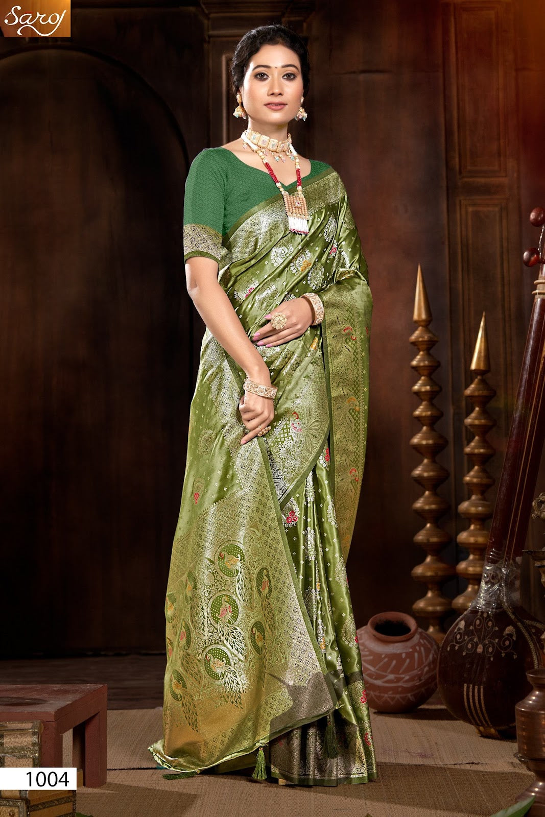 Noor Mahal Satin Saroski Vol 4 Saroj Silk Sarees Wholesaler