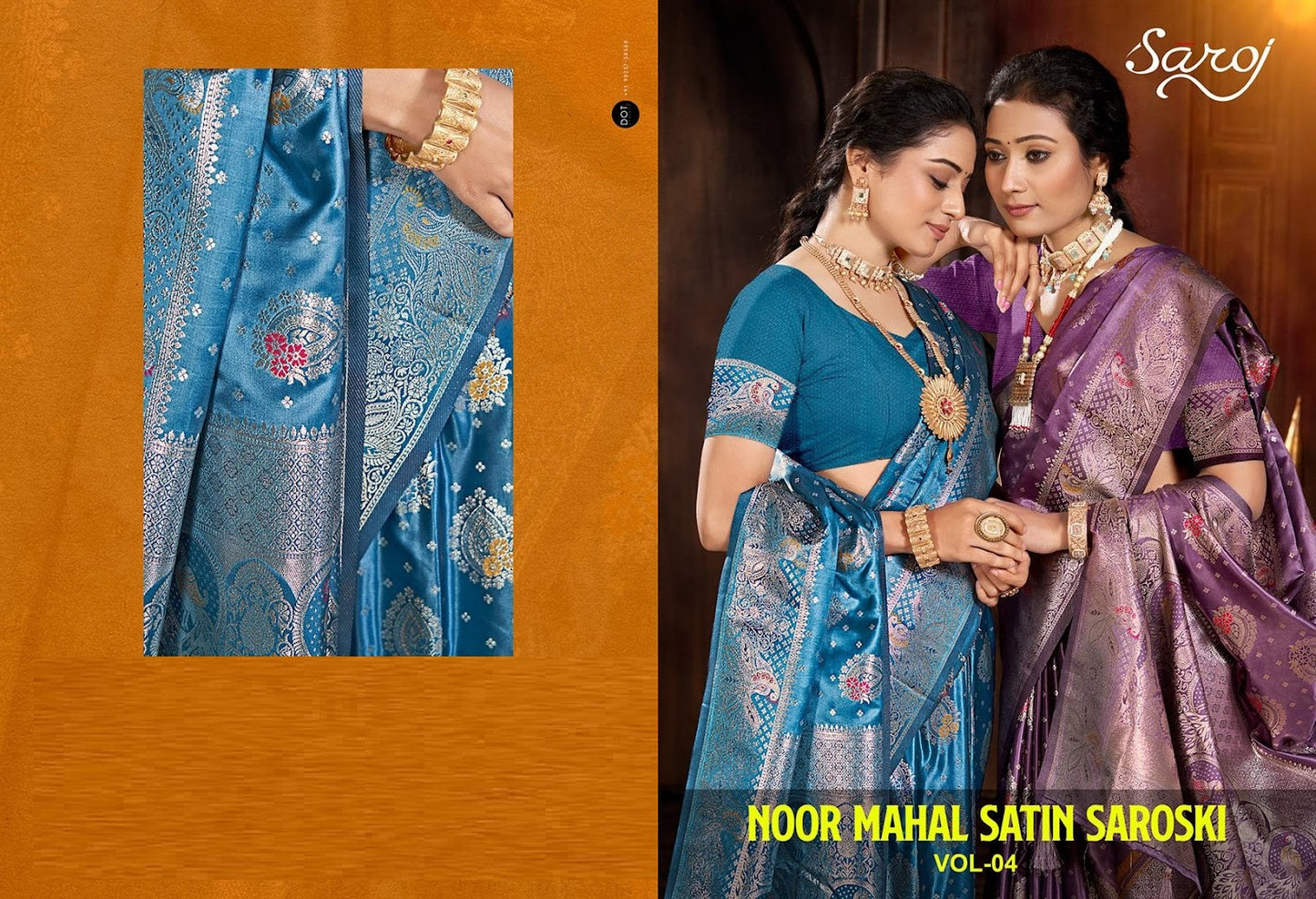 Noor Mahal Satin Saroski Vol 4 Saroj Silk Sarees Wholesaler