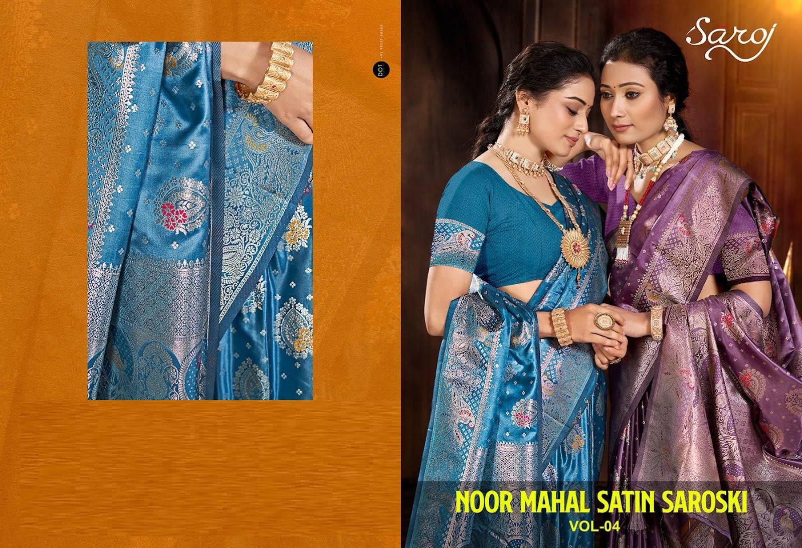 Noor Mahal Satin Saroski Vol 4 Saroj Silk Sarees Wholesaler