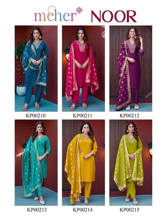 Noor Meher Satin Readymade Pant Style Suits Wholesaler Ahmedabad